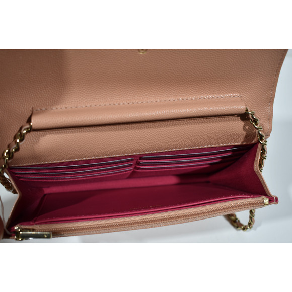Chanel 23P Beige Caviar Wallet On Chain WOC Gold CC Logo Shoulder Crossbody Bag - Picture 15 of 15